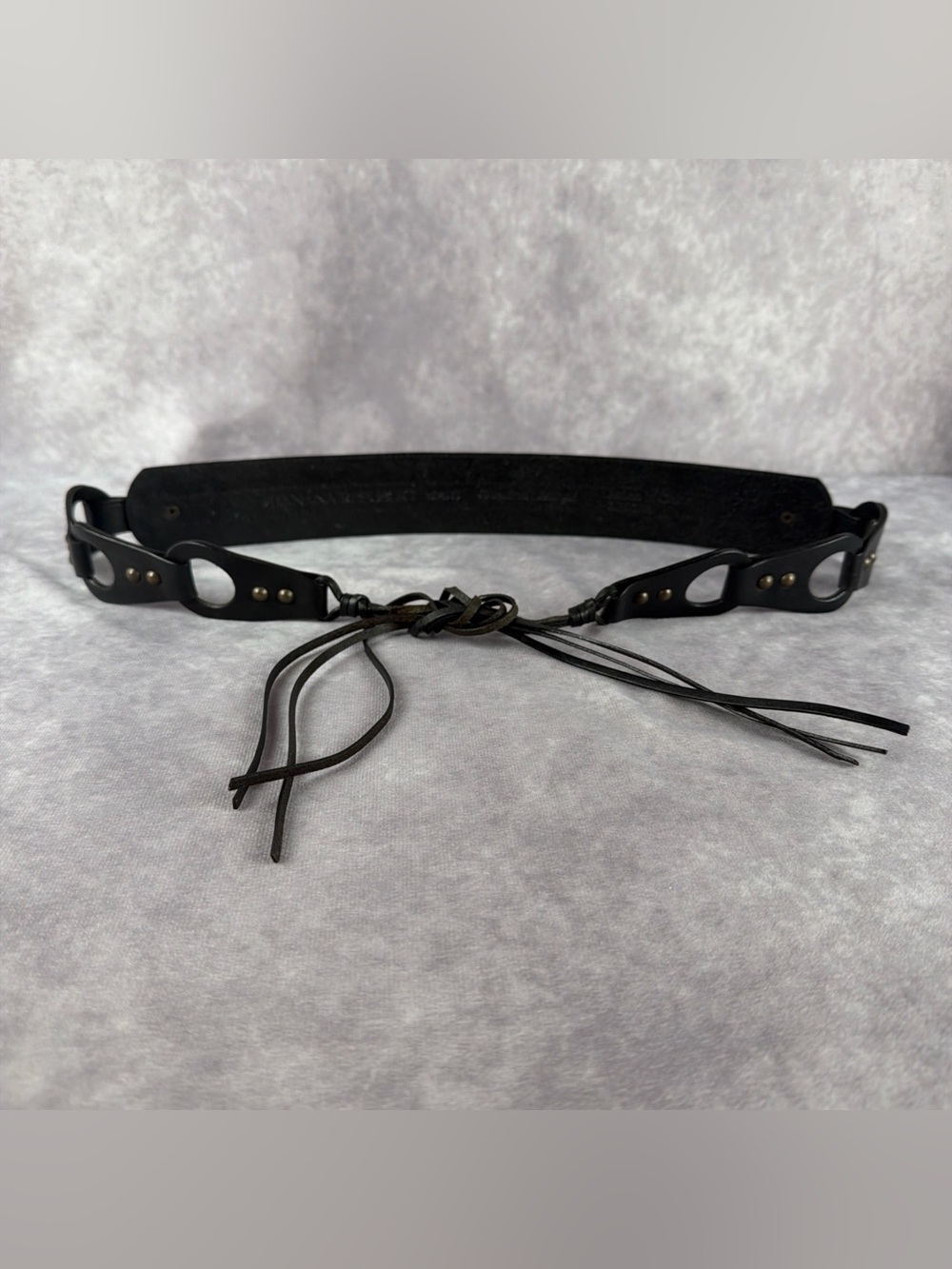 Banana Republic Black Leather Lace Up Tie Belt Boho Punk Hipster Womens Size SM